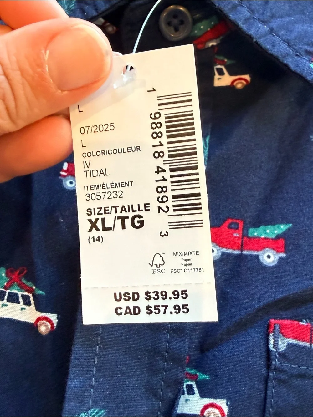 NWT The Children's Place Boys Navy Holiday Truck Print Button-Down Shirt